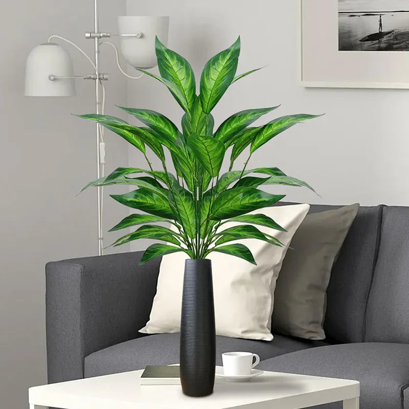 76cm Artificial Magnolia & Banyan Leaf Plant Branch – 26 Leaves Fake Green Sansevieria Decorative Tree for Home & Garden Decor
