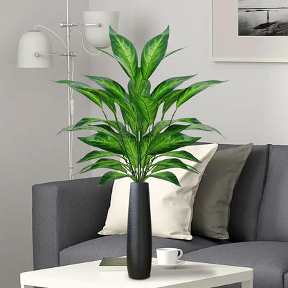 76cm Artificial Magnolia & Banyan Leaf Plant Branch – 26 Leaves Fake Green Sansevieria Decorative Tree for Home & Garden Decor