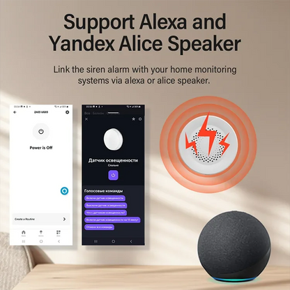 Tuya Zigbee Siren Alarm – 100db Smart Home Security Speaker, Works with Alexa & Yandex Alice, Requires Tuya Zigbee Hub