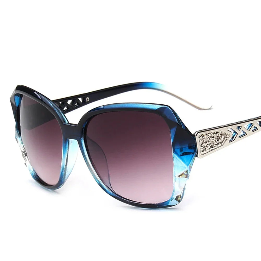 Fashionable Big Purple Sunglasses for Women - Luxury Brand Square Mirror Shades for Ladies