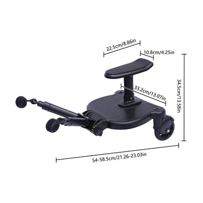 2-in-1 Universal Stroller Buggy Board with Detachable Seat – Pram Pedal Adapter for Kids, 25kg Load Capacity