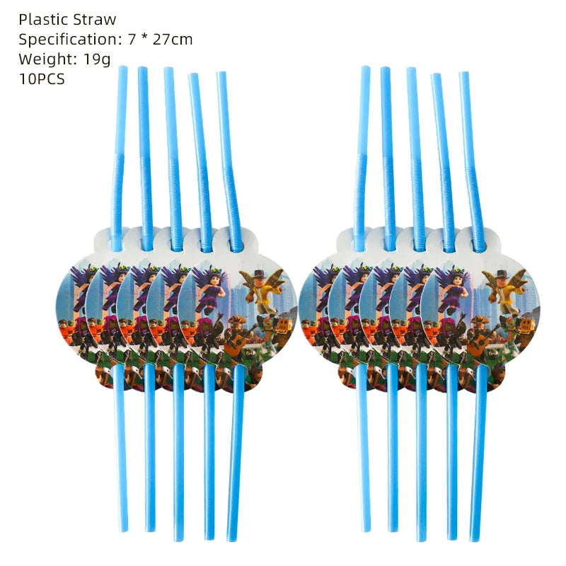 Roblox Birthday Party Supplies — Balloons, Disposable Tableware & Backdrop for Kids’ Party or Baby Shower