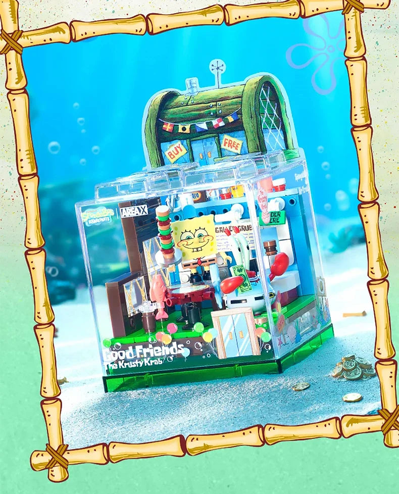 Spongebob Building Blocks Set — Patrick Star, Krusty Krab & Squidward Tentacles Desktop Model Toy for Kids & Gifts