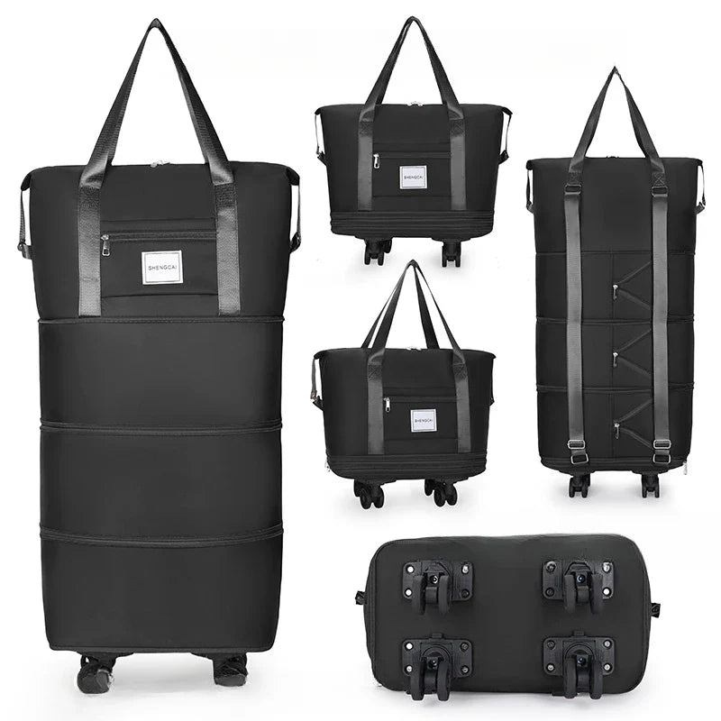 Large Capacity Travel Backpack with Wheels – Portable Double-Layer Luggage Bag, Universal Detachable Storage for Checked Travel