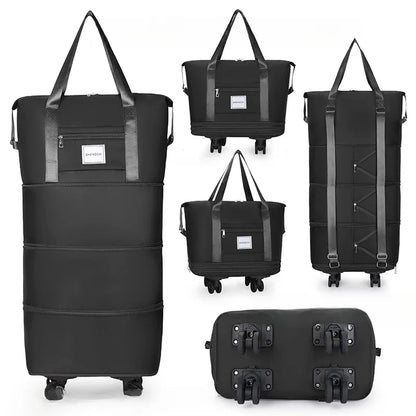 Large Capacity Travel Backpack with Wheels – Portable Double-Layer Luggage Bag, Universal Detachable Storage for Checked Travel