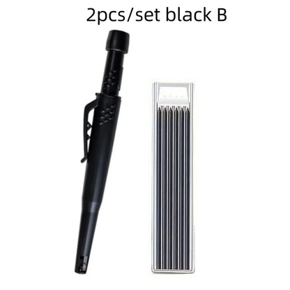 Solid Carpenter Pencil Set — 2.8mm Mechanical Pencil Marker with Built-In Sharpener for Woodworking, Construction, and Architecture