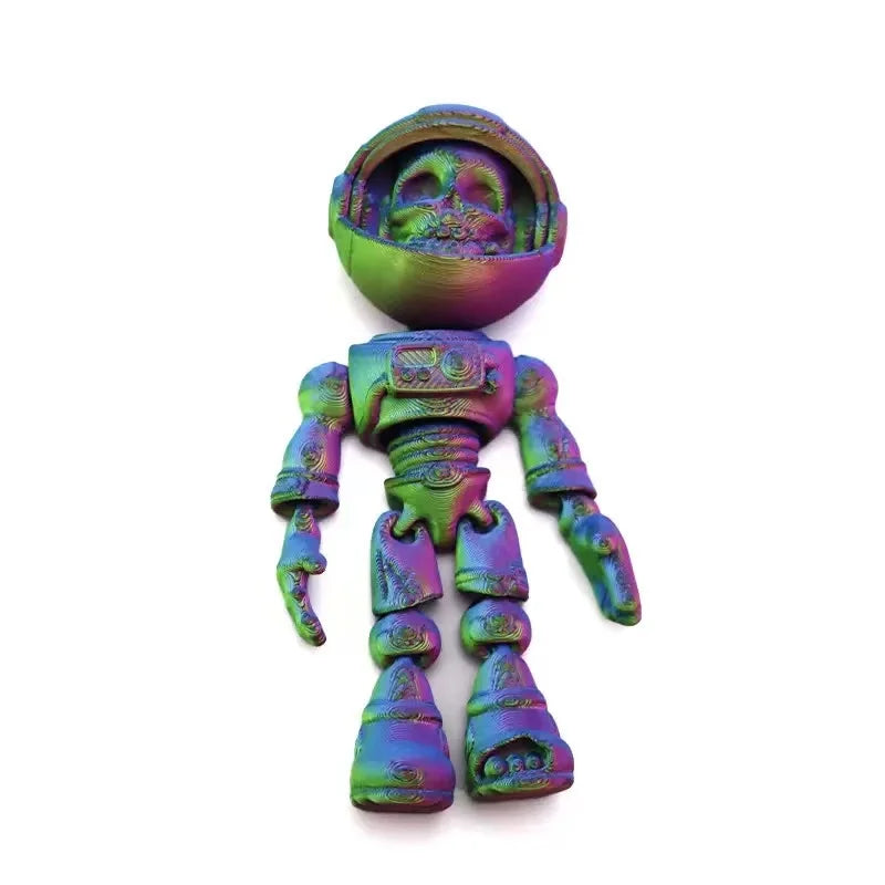 Articulated Skeleton Astronaut Figurine — 3D Printed Movable Space-Themed Collectible with Sliding Helmet for Home Display