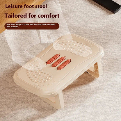 Scalebeard Under Desk Footrest - Ergonomic Foot Stool with Massage Rollers for Pain Relief at Home & Office