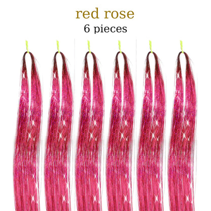 48-Inch Hair Tinsel Kit – 1200 Strands, 12 Colors Sparkling Fairy Hair Extensions with Tool