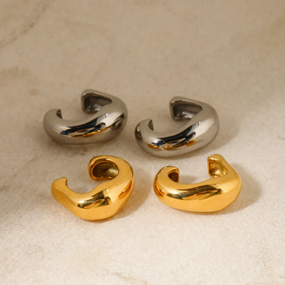 18K Gold Plated Punk Hip Hop Irregular Ear Clip – Waterproof Trendy Stainless Steel Jewelry