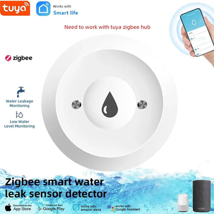 ZigBee Water Sensor - Tuya Leak & Flood Detector for Kitchen/Bathroom, App Remote Monitoring & Home Assistant Support