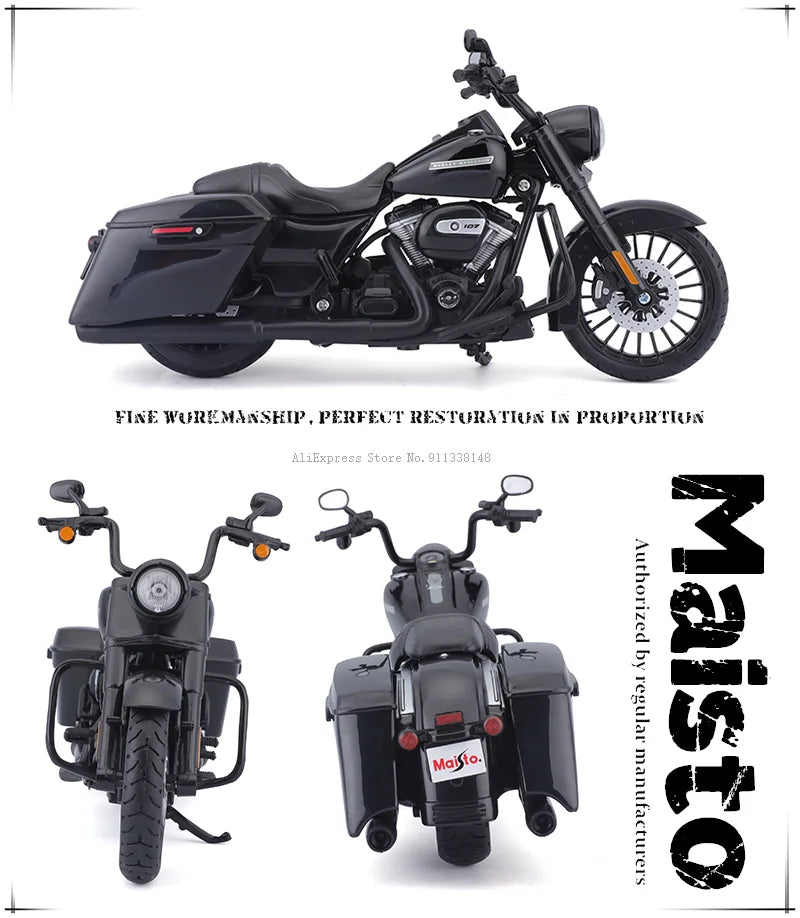 Maisto 1:12 Harley Davidson 2017 Road King Special – Classic Die-Cast Motorcycle Model Collectible Toy Gift