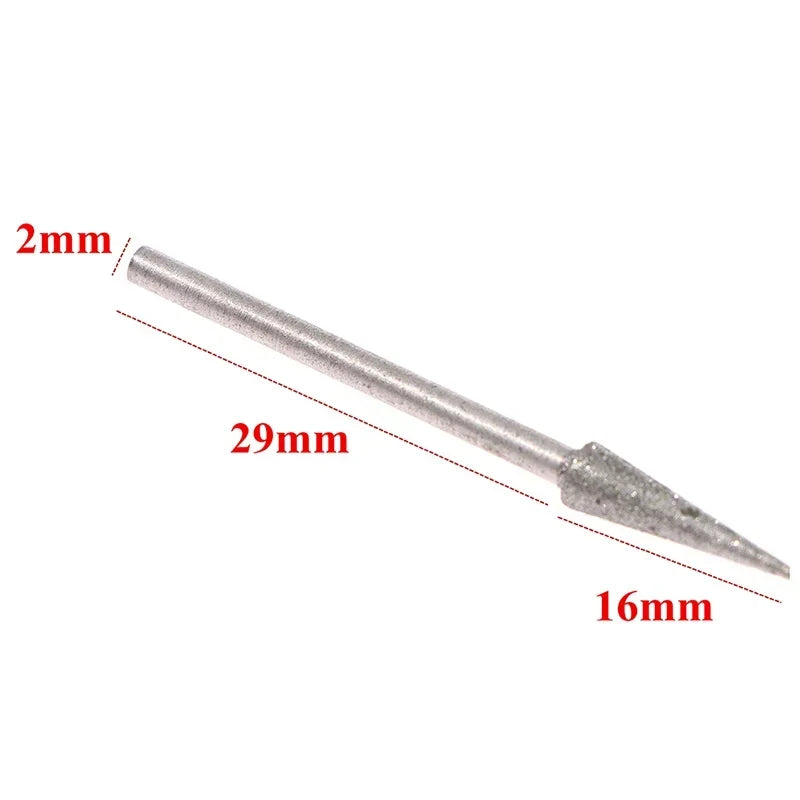 6Pcs Diamond Grinding Burr Set 1–4mm – 2.35mm Shank Engraving & Carving Needle Bits for Precision Tool Work