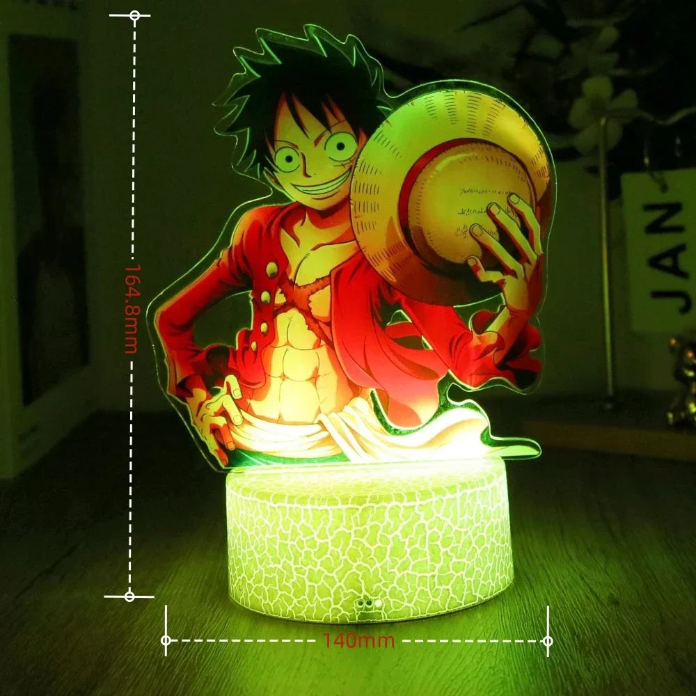 One Piece Luffy Zoro Action Figures 3D LED Lamp – Anime PVC Model Toy Night Light for Kids & Christmas Gift
