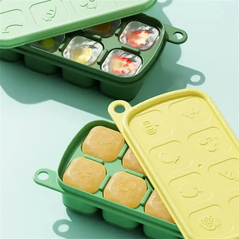 Food-Grade Silicone Ice Molds – Baby & Home Ice Storage Boxes with Lid, Freezing Kitchen Tools
