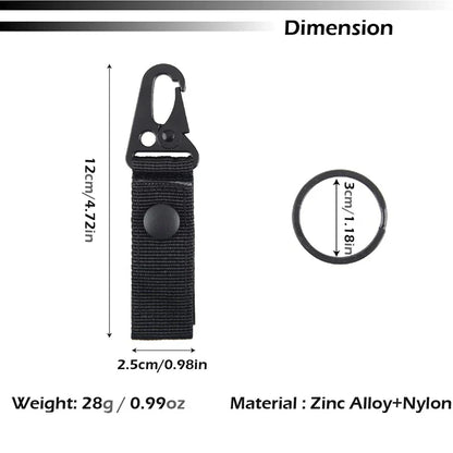 Tactical Molle Keychain with Metal Hook – Nylon Backpack Key Holder