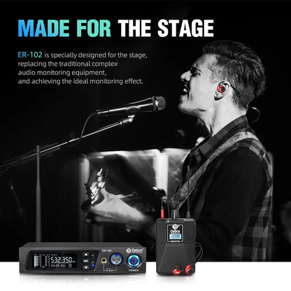 Debra ER102 UHF Wireless In-Ear Monitor System – Multiple Professional Transmitters for Small Concerts & Home Theater