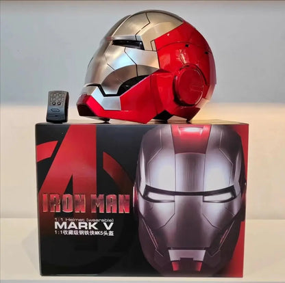 1:1 Iron Man Helmet Mk5 to Mk50 – Avengers War Machine Cosplay with Electric Open/Close, English Voice & Remote Control, Christmas Gift Toy