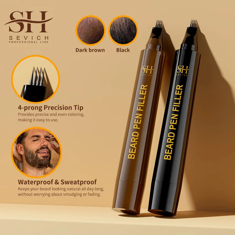 Waterproof Beard Filler Pen – Black Beard & Mustache Coloring Tool for Men, Hair Line Enhancer