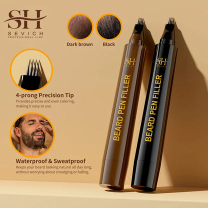 Waterproof Beard Filler Pen - Black Moustache & Beard Coloring Enhancer for Fuller-Looking Facial Hair