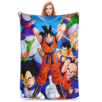 Dragon Ball Z Anime Blanket – Goku Flannel Throw for Bed & Sofa, Warm Cozy DBZ Blanket for Spring & Autumn