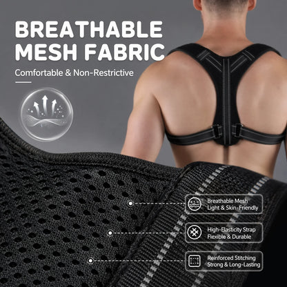 VBOSI Unisex Back Posture Corrector Belt – Adjustable Breathable Support for Hunchback Prevention & Sitting Posture Correction