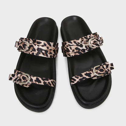 Women’s 2025 Summer Platform Sandals – Leopard Print Open Toe Beach Shoes Casual Plus Size Fashion Footwear