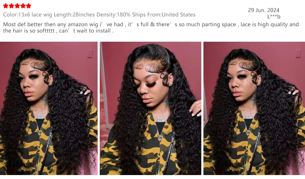 40-50 Inch Deep Wave Lace Front Wig – 13x6 & 13x4 Full Lace Frontal, 200% Remy Human Hair for Black Women
