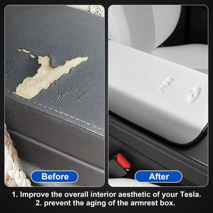 Tesla Model 3/Y 2017-2024 Armrest Cover – Leather Center Console Protector Interior Accessory