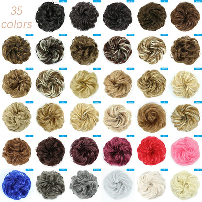 AZQUEEN Messy Bun Hair Extension – Synthetic Curly Wave Chignon Scrunchie, Elastic Band Updo Hairpiece for Women