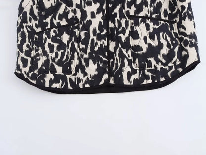 2024 Autumn Women's Snake Skin Printed Jacket – European & American Style, Fashion Button Long Sleeve Coat