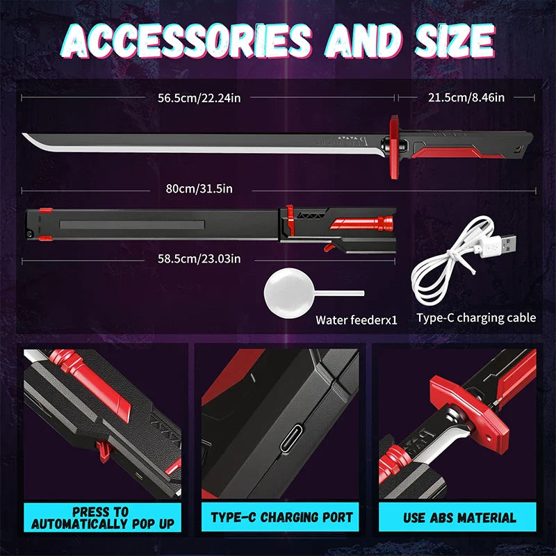 Multi-Color LED Laser Sword with Smoke Effects – Sound Effect Cosplay Prop, Creative Light-Up Sword Toy for Kids & Adults, Gift for Role Play & Collectors
