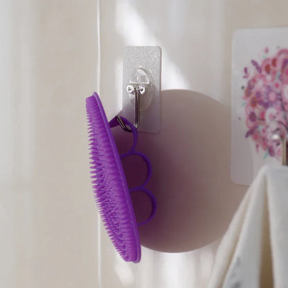 Silicone Body Scrubber with Natural Bristles – Skin Exfoliating Shower Sponge & Bath Brush