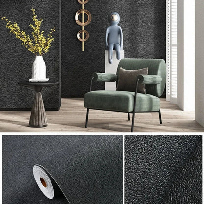 Linen 3D Foam Self-Adhesive PVC Wallpaper - Solid Color, Thickened Waterproof Wall Stickers for Home Renovation & Decor