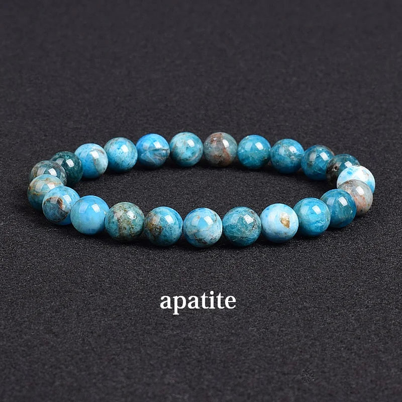 Genuine Natural Stone Beaded Bracelet – Apatite, Lapis Lazuli, Agate & Tiger Eye High Quality Crystal Gem Jewelry Bangle for Men & Women