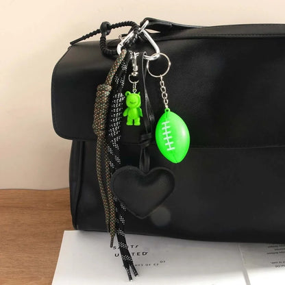 Funny Elegant Starfish Tassel Keychain – Alloy Leopard Print Leather Tulip Cartoon Frog Beaded Bag Pendant Charm for Party & Gifts