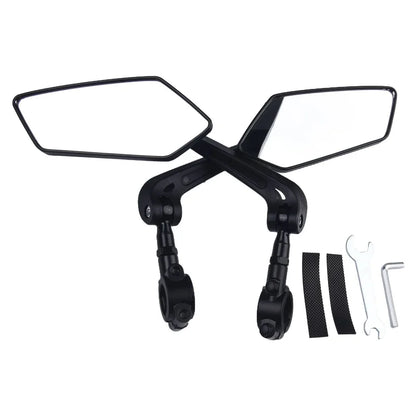 Adjustable Bicycle Rear View Mirror – Rotatable Handlebar Reflector with Wide-Angle Back Sight & Installation Tools