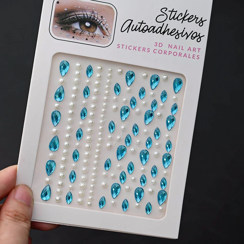 5D Face Diamond Gem Stickers - Colorful Rhinestone Body Makeup Tattoo for Festival, Nail Art & DIY Bling Style