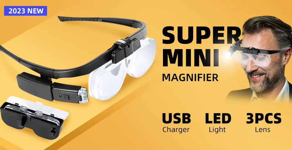 LED Headband Magnifier with 8x Lenses – Hands-Free Magnifying Glass for Jewelry, Watch & Electronic Repair