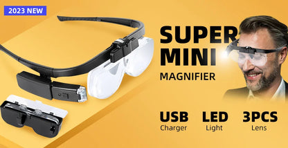 LED Headband Magnifier with 8x Lenses – Hands-Free Magnifying Glass for Jewelry, Watch & Electronic Repair