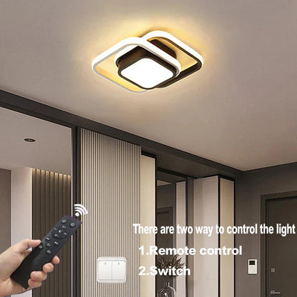 Creative Design LED Ceiling Light: Small Modern 2 Rings Fixture for Indoor Lighting in Hallway, Balcony, Aisle, Office - Lustre Illumination