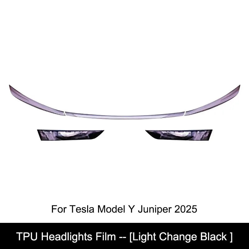 Tesla Model Y 2025 TPU Blackened Headlight & Taillight Protective Film – Juniper Color Changing Film
