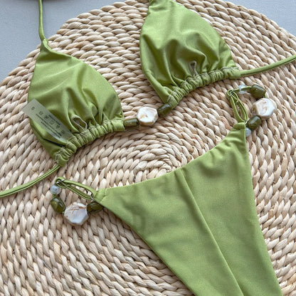 2025 Women’s Sexy Solid Color Bikini – Split Design Swimsuit