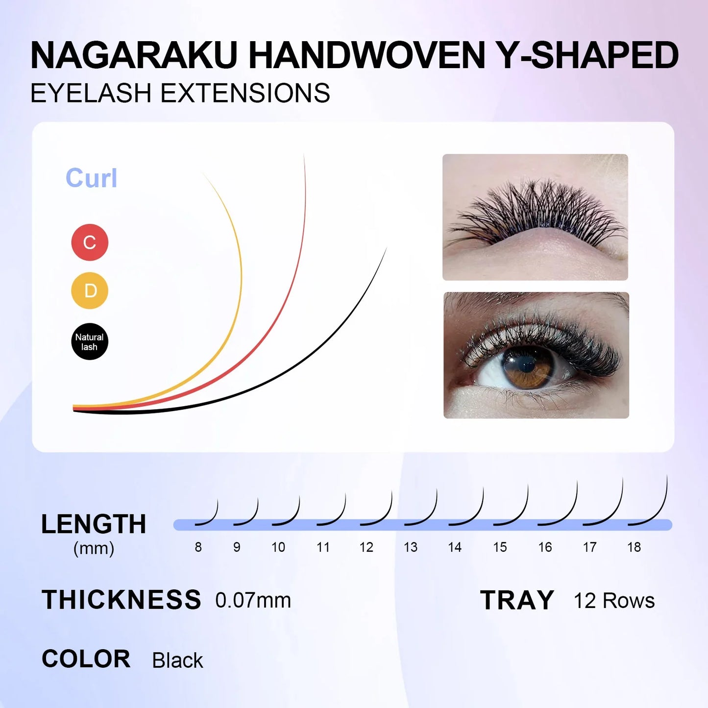 NAGARAKU YY-Shape Eyelash Extensions – Double & Triple Split Tips, Interlaced Root Lashes