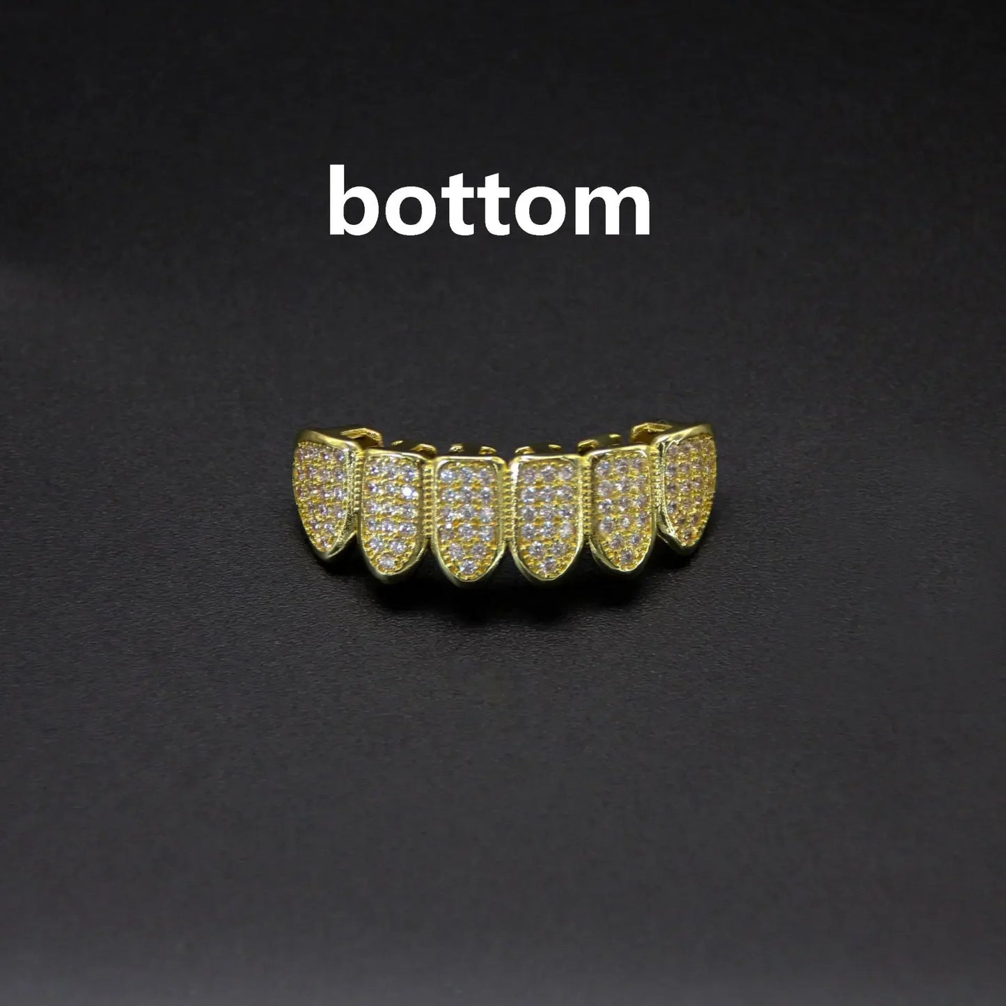 HipHop CZ Teeth Set – Unisex Gold & Silver Top/Bottom Mouth Caps, Removable Dental Fashion Jewelry