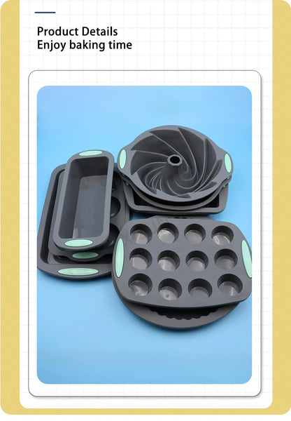 Heat Resistant Silicone Bakeware Set - Loaf, Bread, Muffin, Donut, and Cake Baking Tray Oven Pan Set