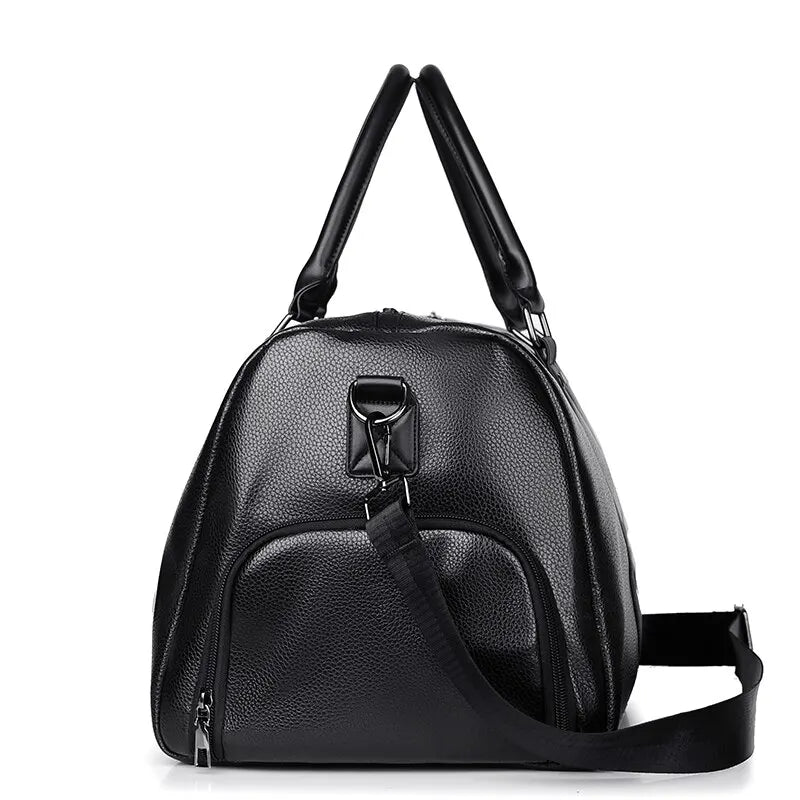 Retro Short Trip Bag – Large Capacity PU Waterproof Sports & Fitness Motorcycle Leisure Bag