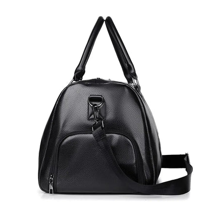 Retro Short Trip Bag – Large Capacity PU Waterproof Sports & Fitness Motorcycle Leisure Bag