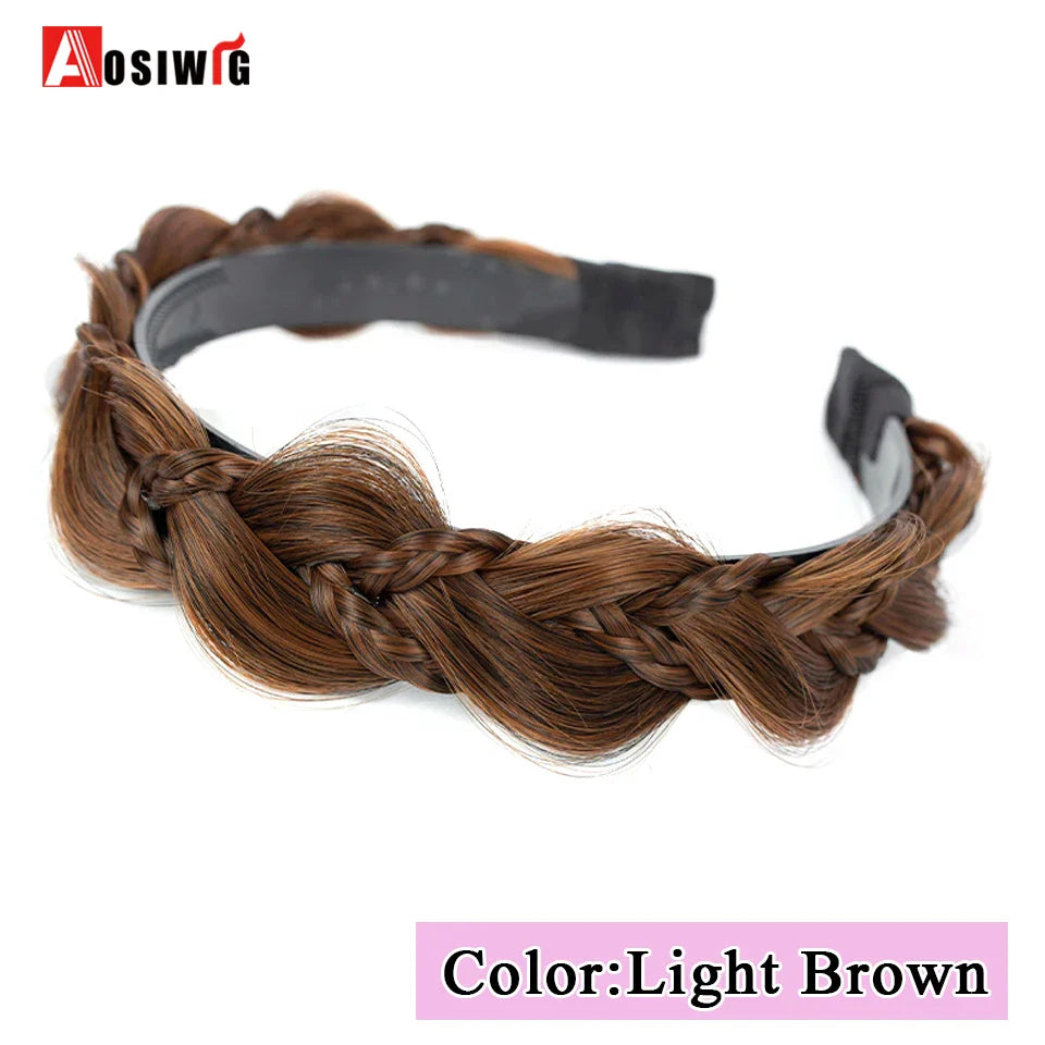 Synthetic Fishbone Braided Headband – Bohemian Plaited Hairpiece for Women Hairstyling