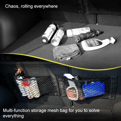 Universal Car Back Rear Trunk Organizer | Elastic Mesh Seat Net with Magic Sticker | Convenient Storage Bag Pocket for Auto Organization